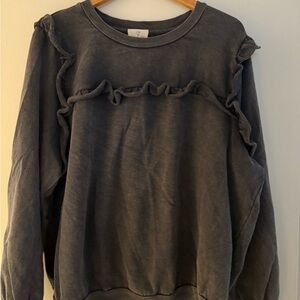 T.La Ruffled Gray Sweatshirt